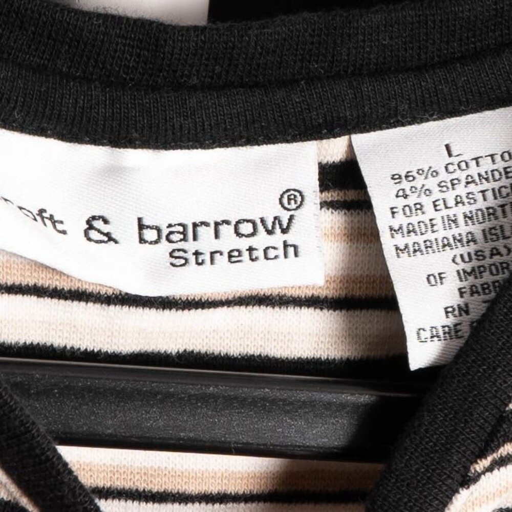 Croft & Barrow Striped VNeck Shirt L Womens Black Cream White Short Sleeve - Picture 4 of 5